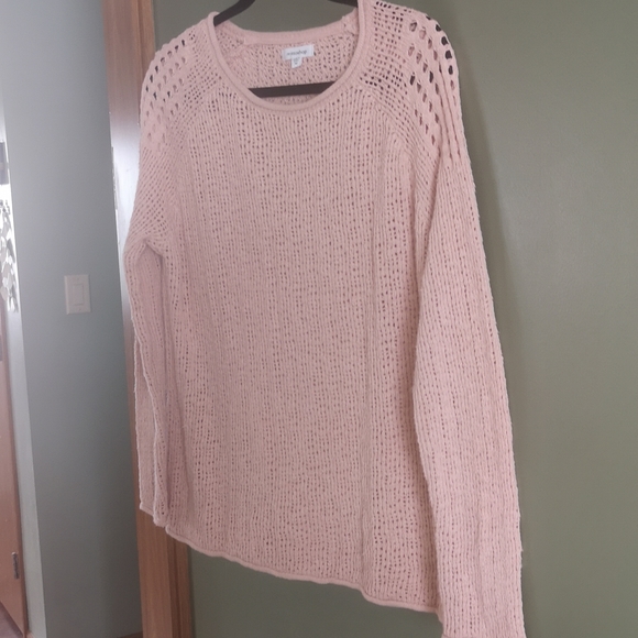 Mittoshop Pink Loose Knit Cotton Rolled Hem Long Sleeve Sweater Sz M Boutique - Picture 8 of 15